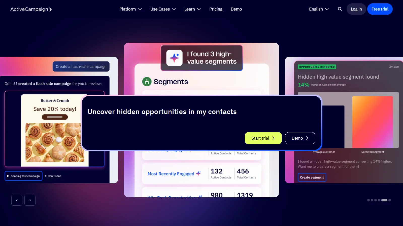 ActiveCampaign automation builder showing complex nurturing workflow with conditions