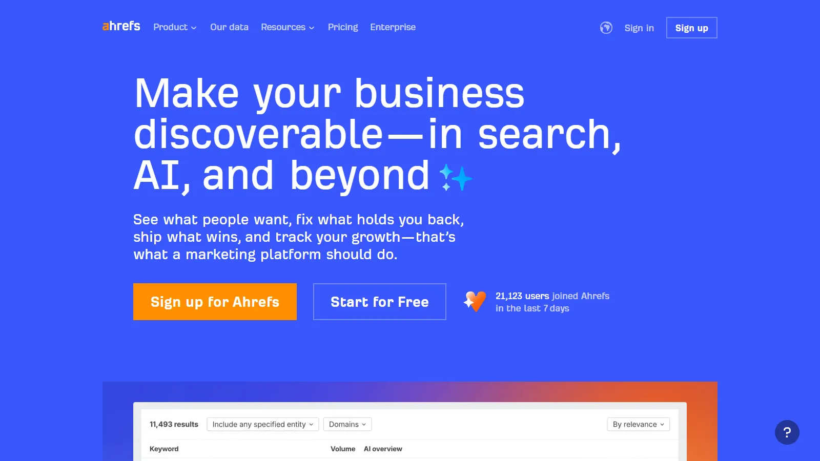 Ahrefs Content Explorer showing competitor products ranking for target keywords
