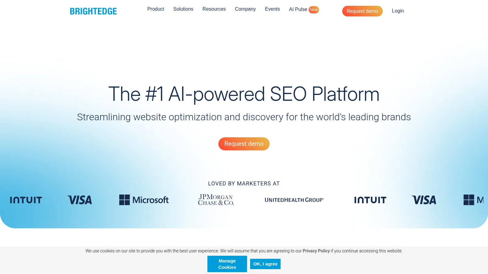 BrightEdge Data Cube showing enterprise market share forecasting and competitive scenarios