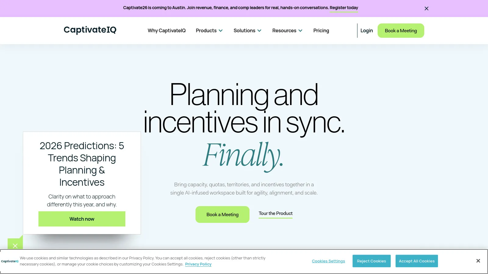 CaptivateIQ commission management showing plan builder and rep dashboard