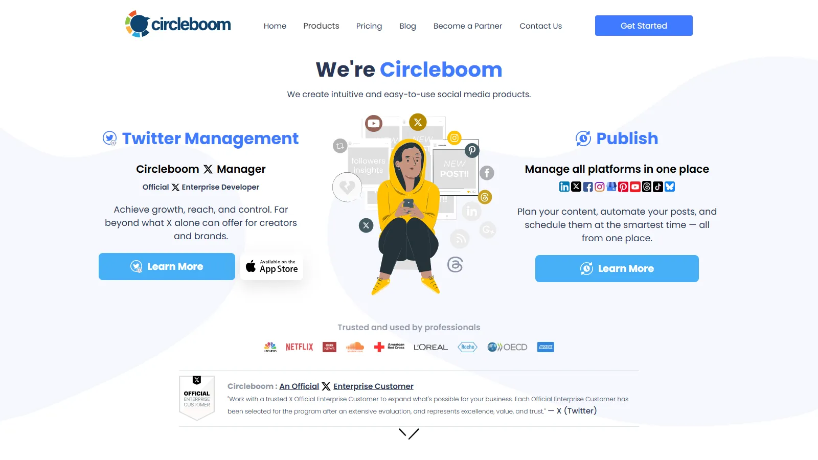 Circleboom follower analytics and account management dashboard