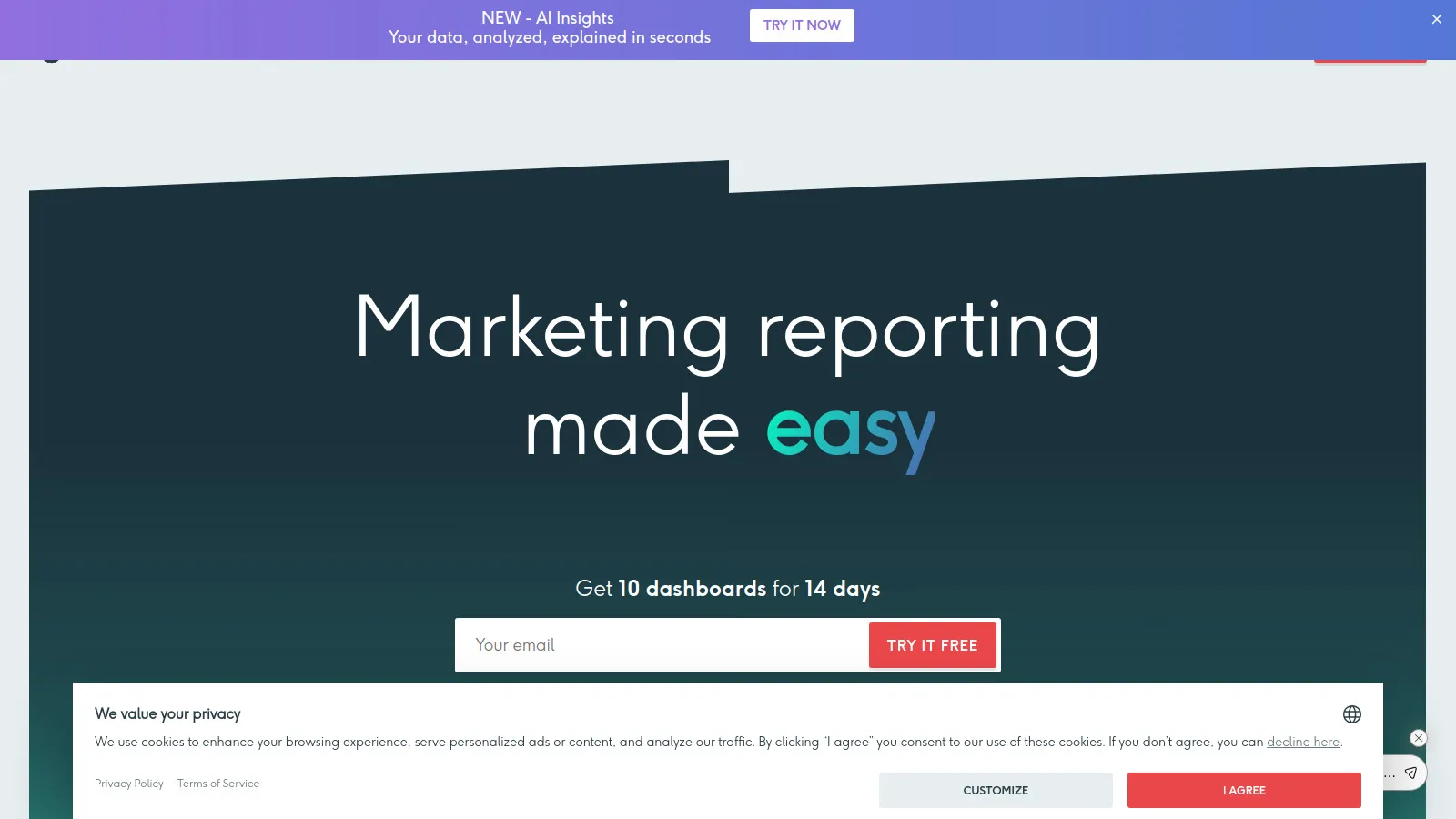 DashThis simple dashboard builder with pre-configured marketing widgets