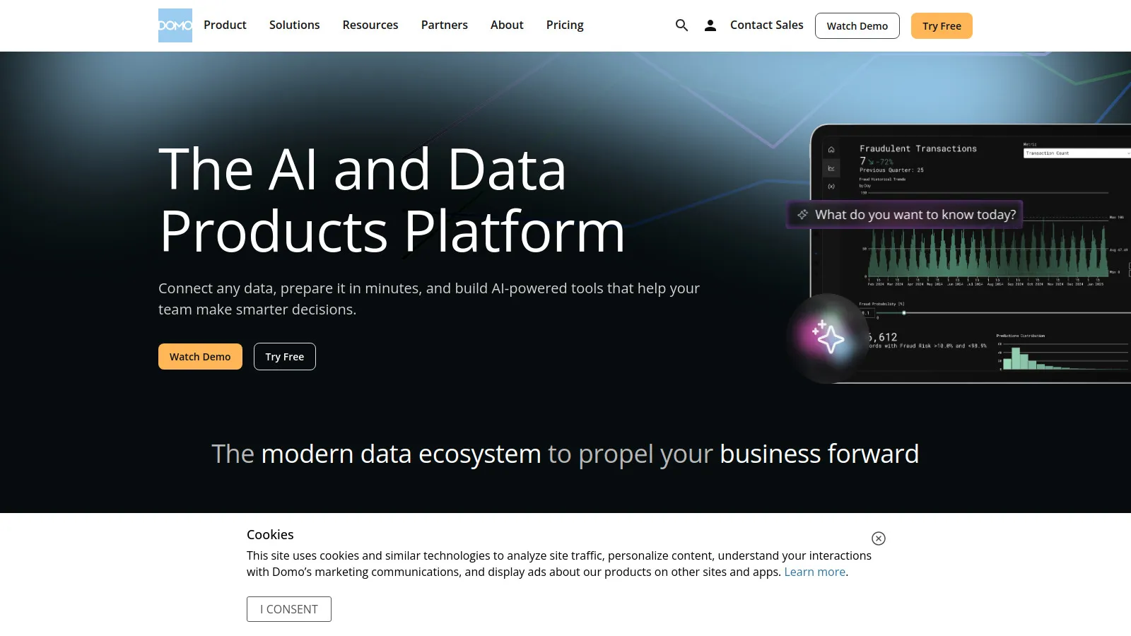 Domo real-time BI showing mobile dashboards and data apps