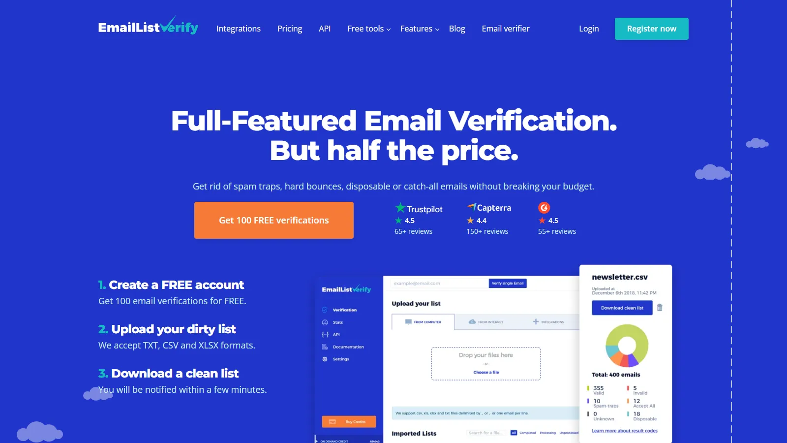 EmailListVerify bulk upload and results