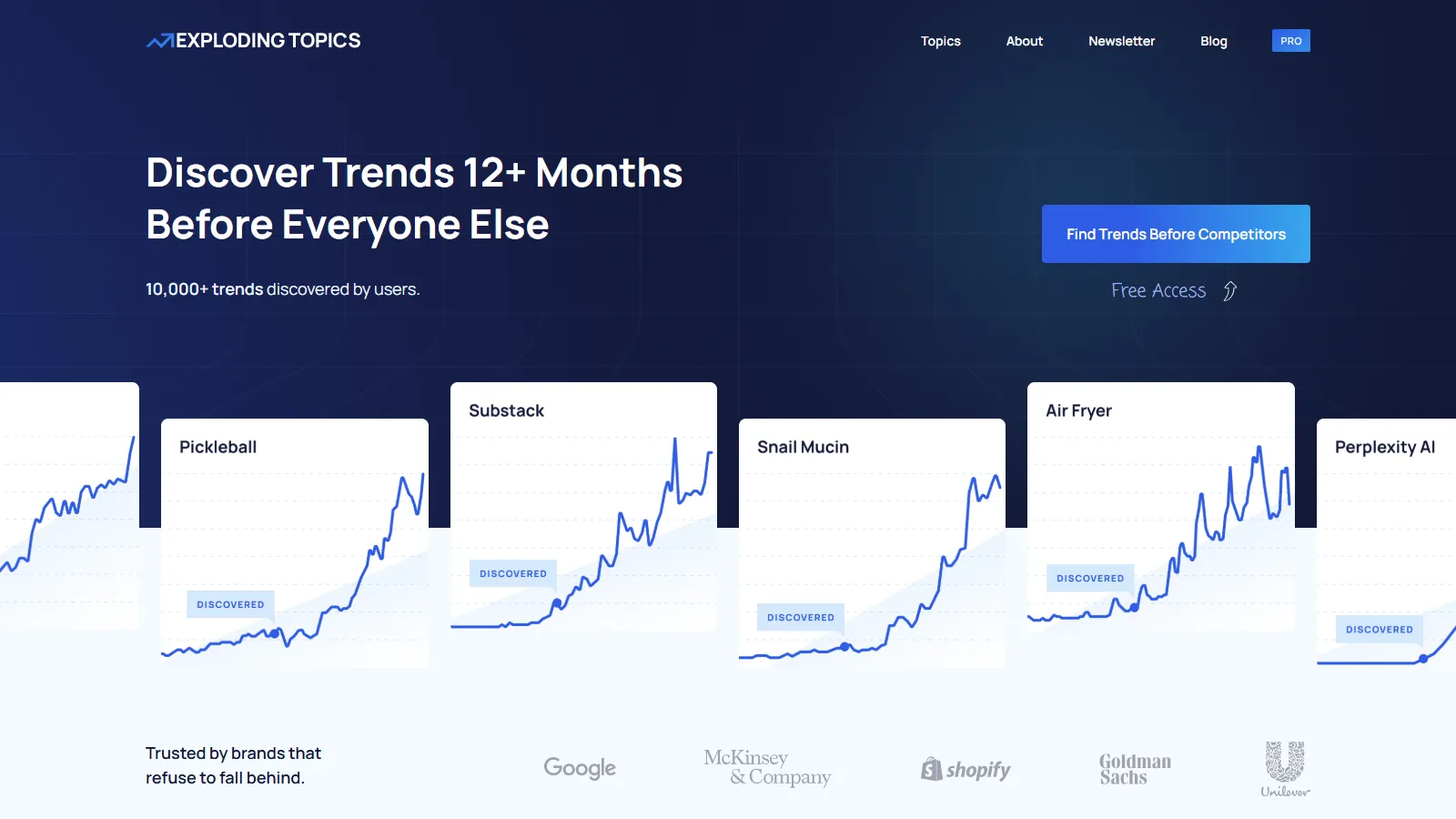 Exploding Topics trend discovery