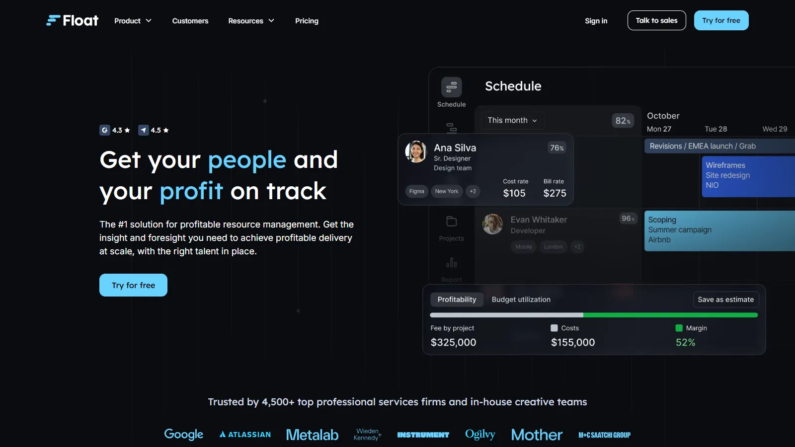 Float resource scheduling