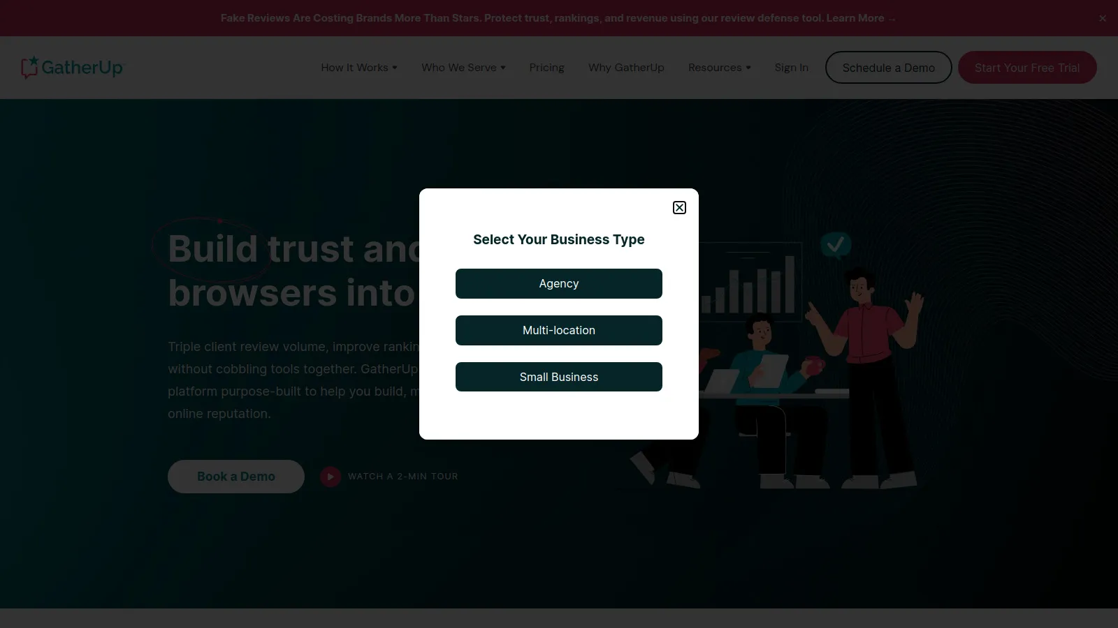 GatherUp review generation and GBP management dashboard