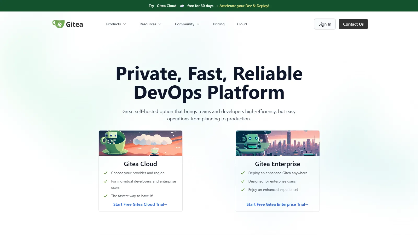 Gitea self-hosted interface