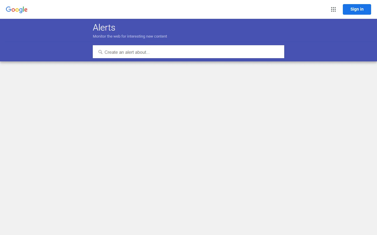 Google Alerts setup interface