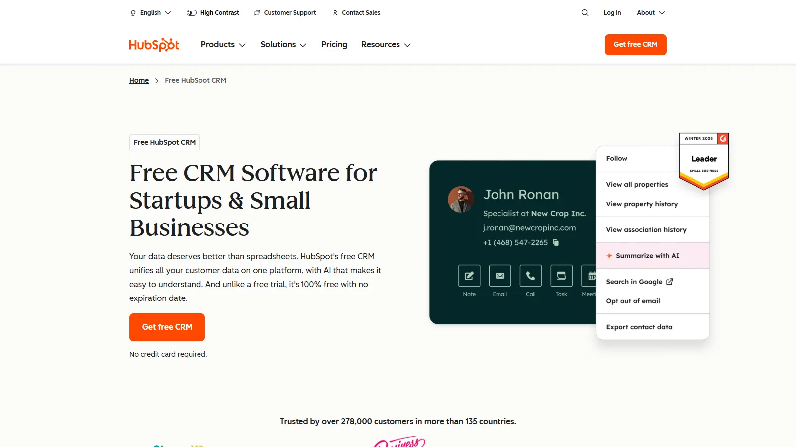 HubSpot CRM Gmail sidebar integration
