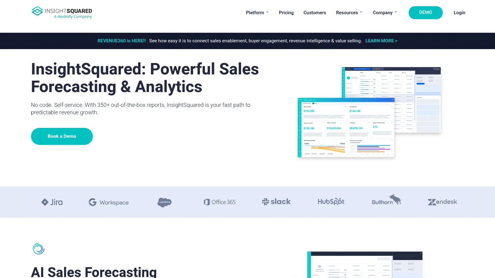 InsightSquared revenue intelligence and forecasting dashboard