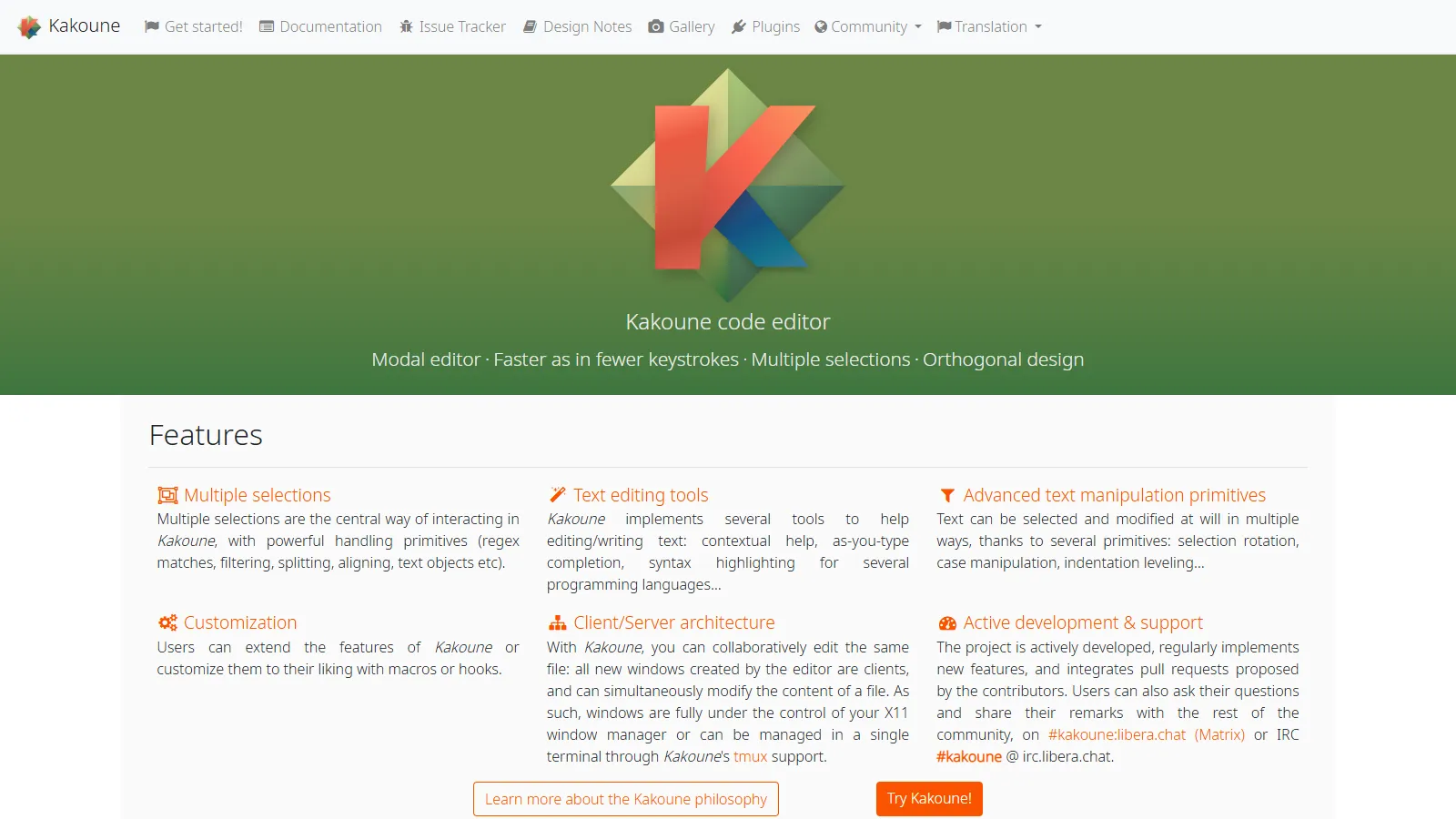 Kakoune showing selection-first editing with multiple cursors and visual feedback