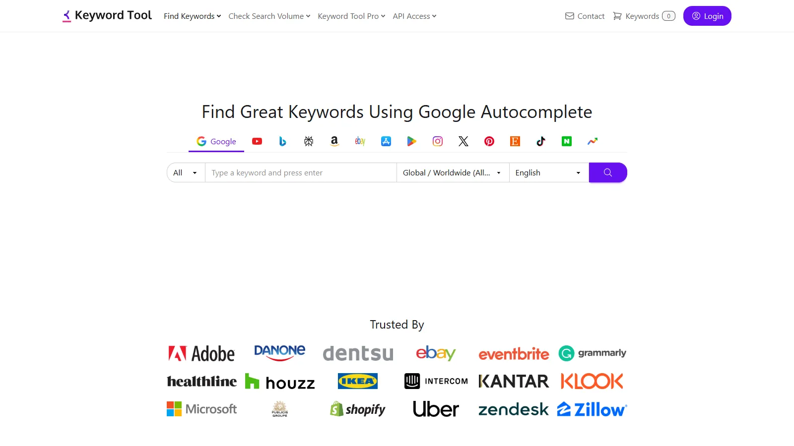 KeywordTool autocomplete mining