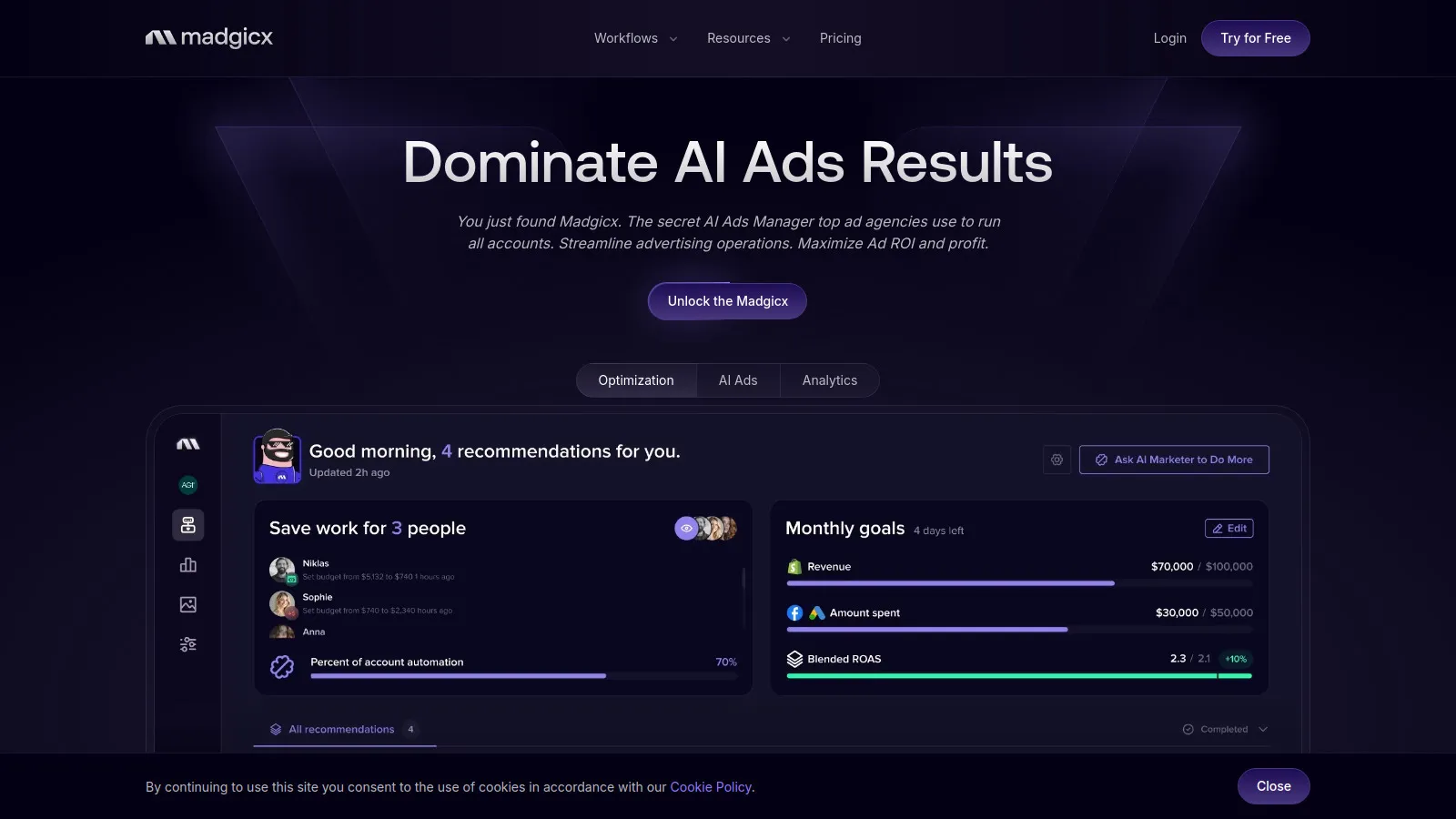 Madgicx AI-powered creative analysis