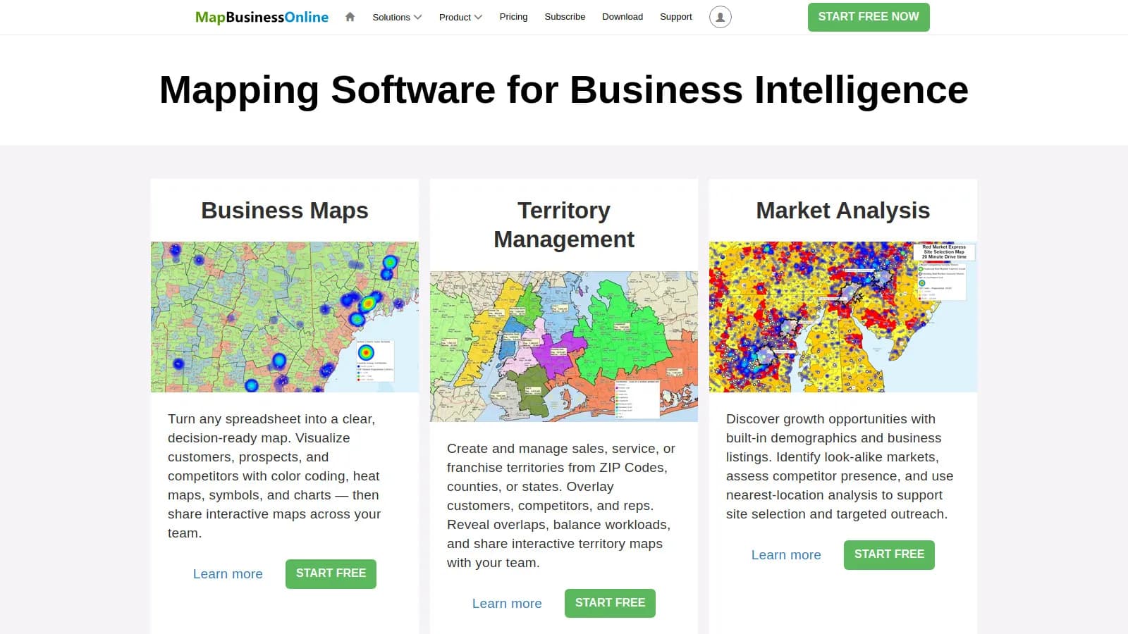 MapBusinessOnline territory planning with demographics
