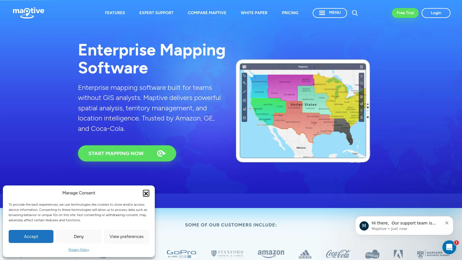 Maptive territory mapping with data visualization