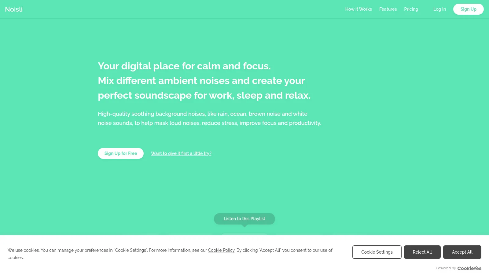 Noisli sound mixing interface