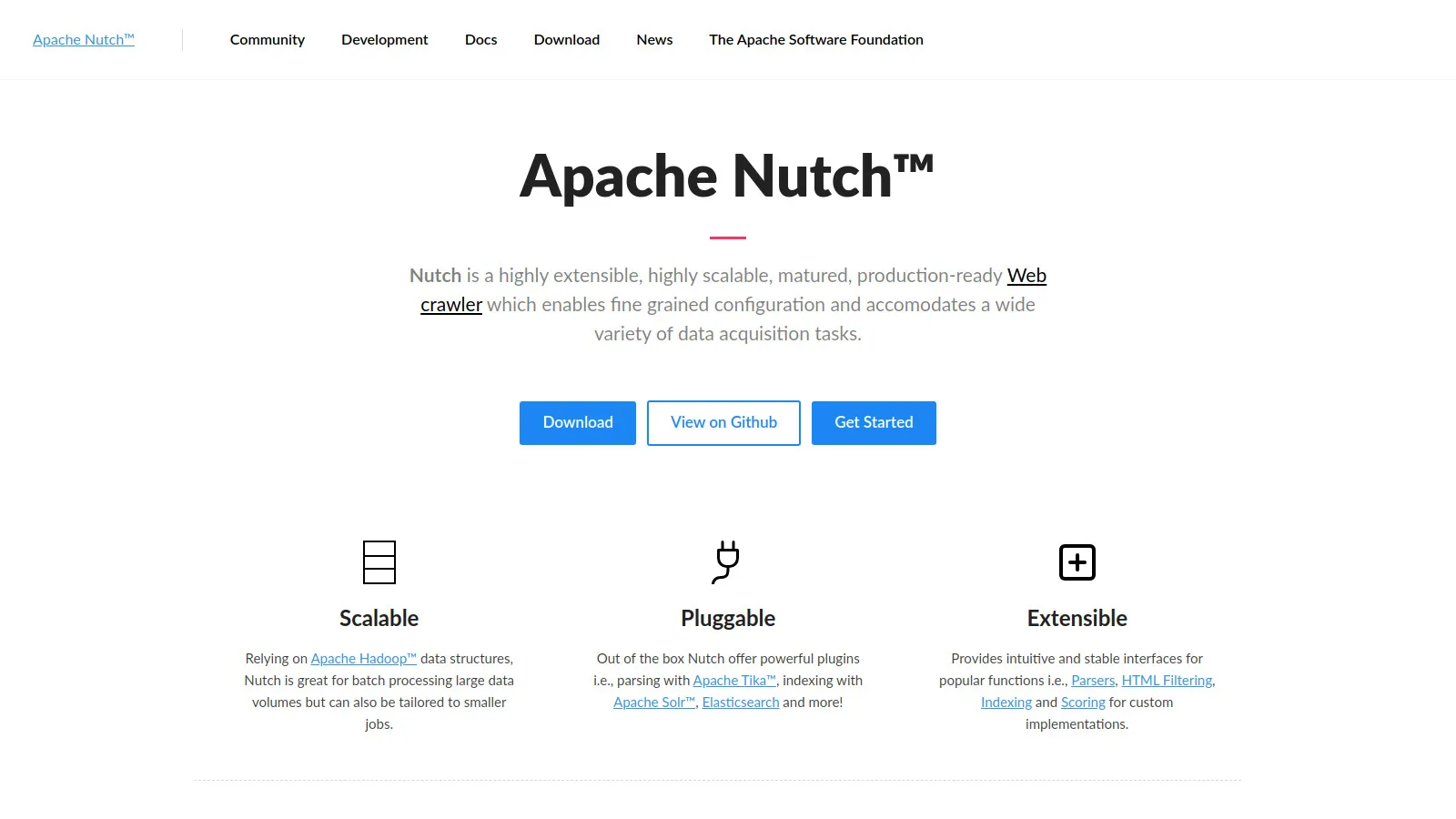 Apache Nutch distributed web crawler architecture with Hadoop integration