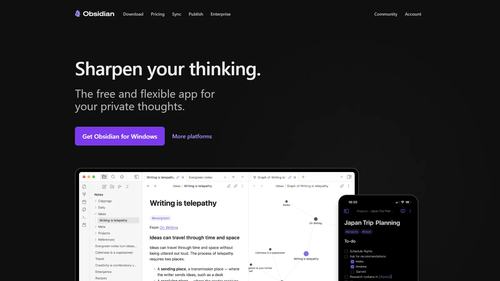 Obsidian graph view and linked notes