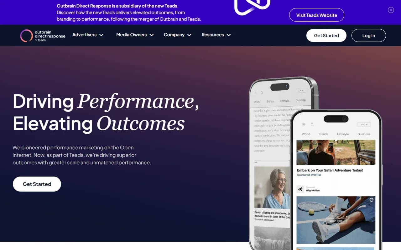 Outbrain native advertising platform showing content recommendation retargeting
