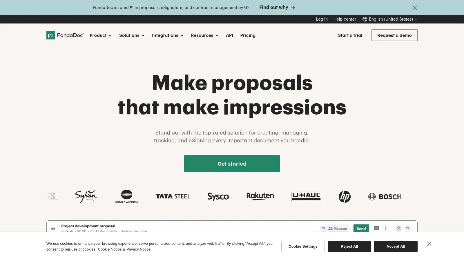 PandaDoc contract editor with templates