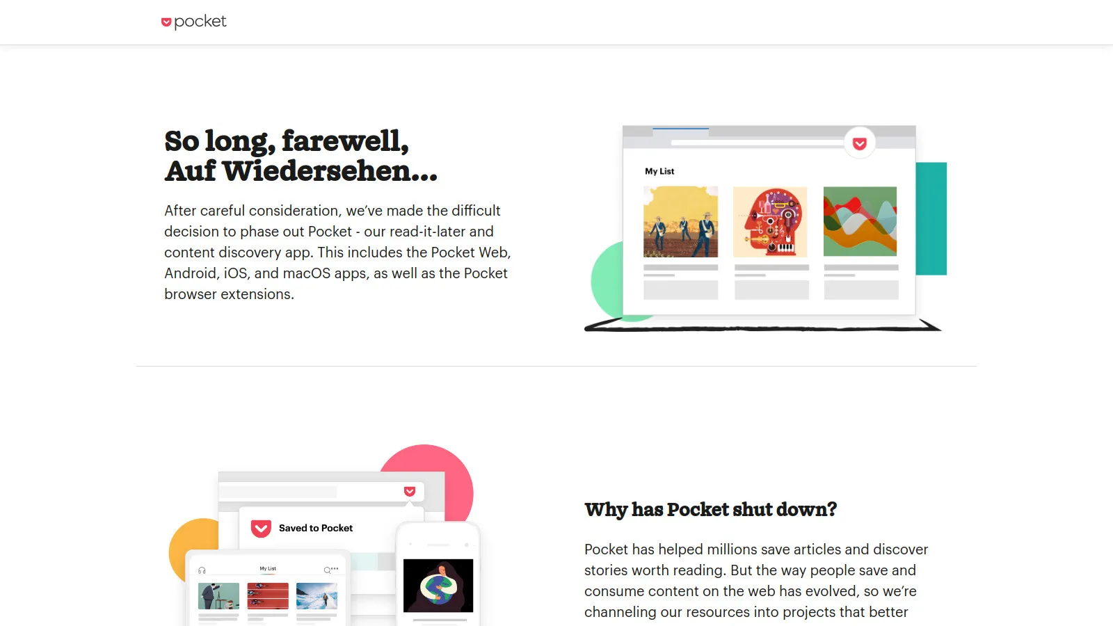 Pocket reading list and distraction-free view