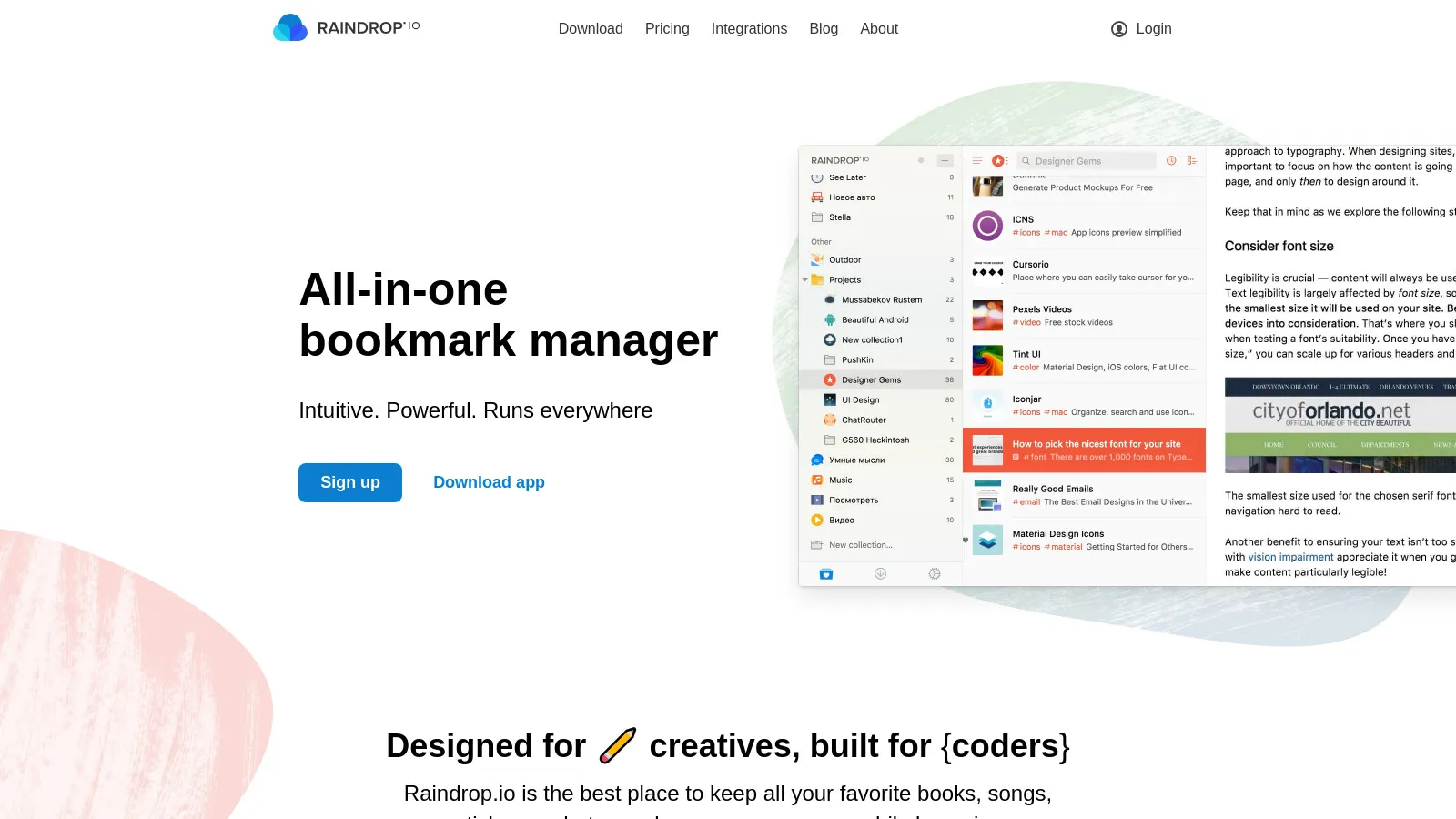 Raindrop.io collections and full-text search
