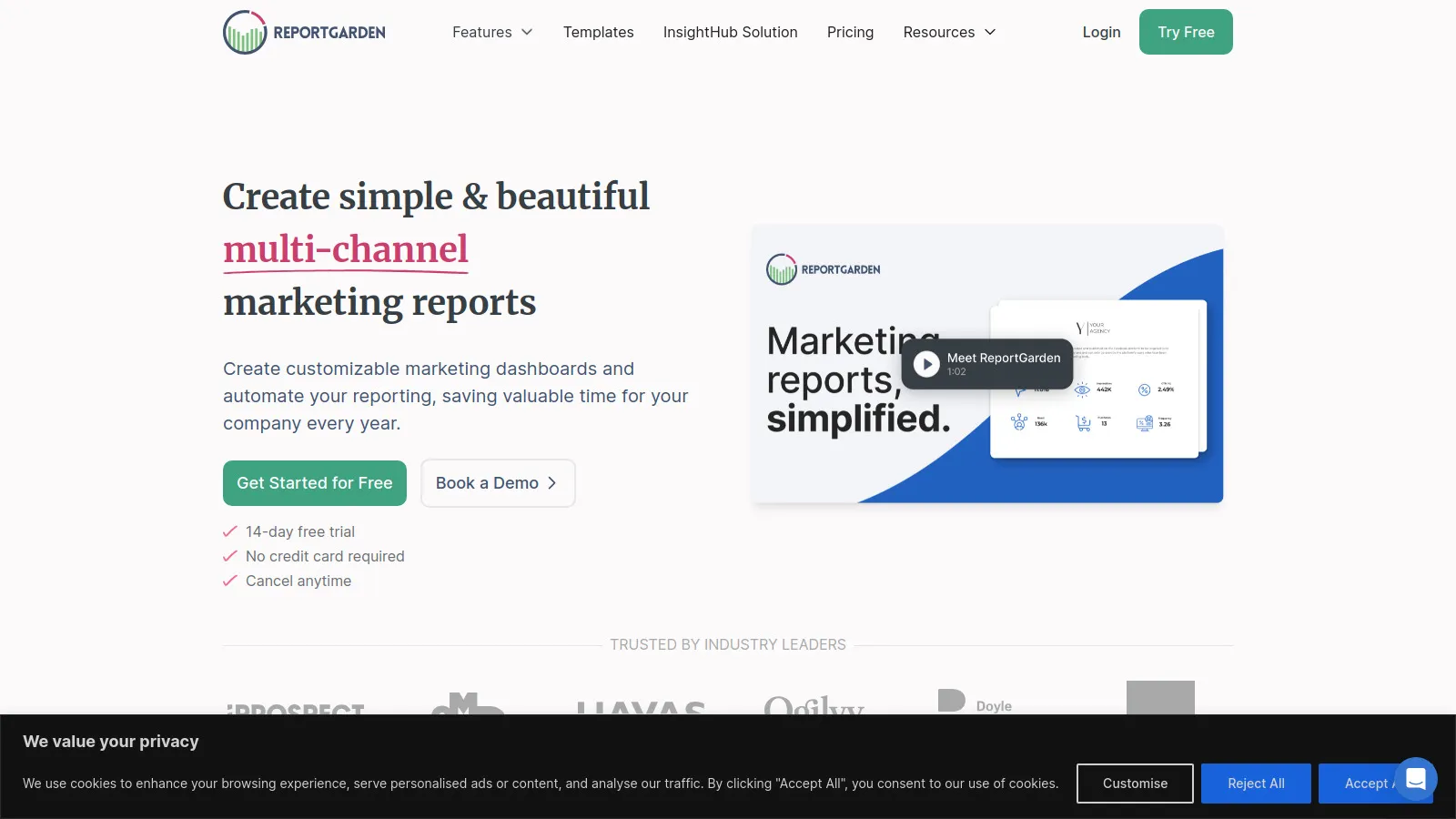 ReportGarden agency operations platform showing budget tracking with reports