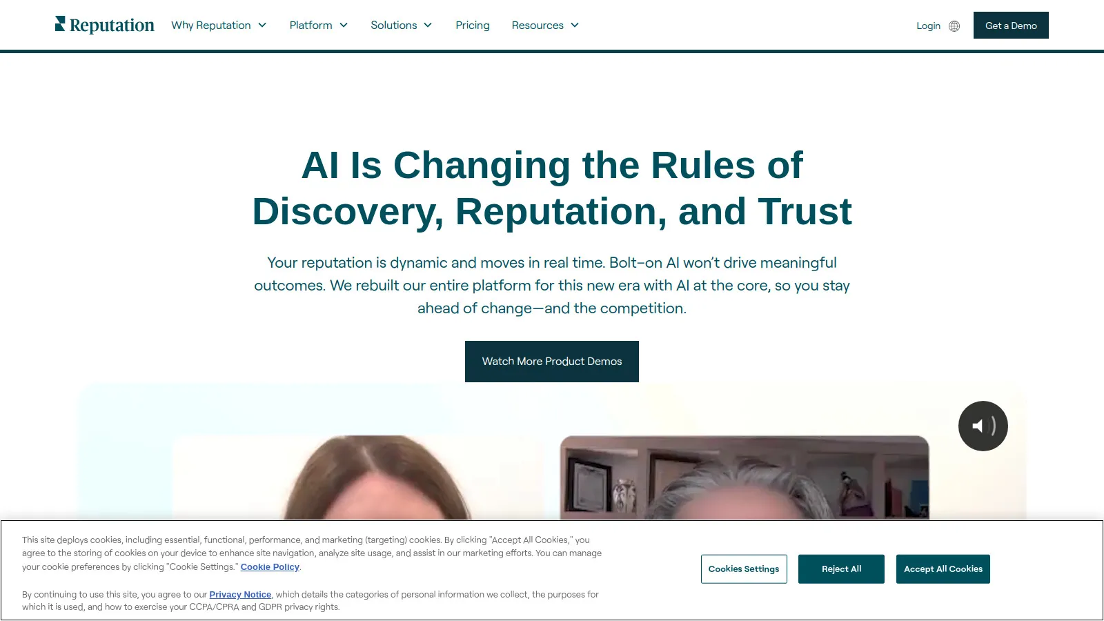 Reputation.com enterprise dashboard with AI-powered review responses
