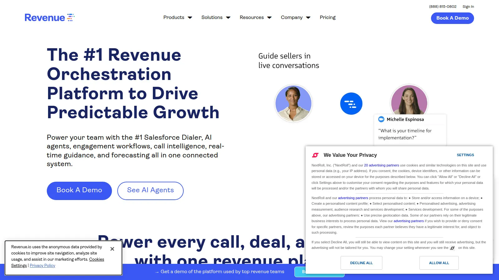 Revenue.io platform showing real-time guidance and forecasting