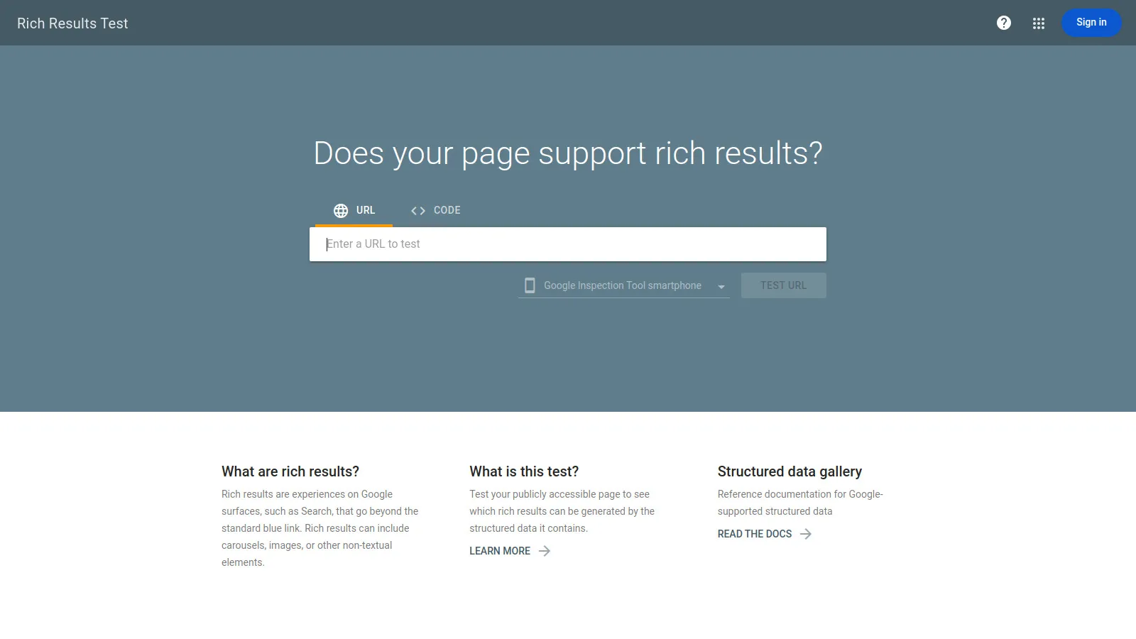 Google Rich Results Test showing product schema validation and SERP preview