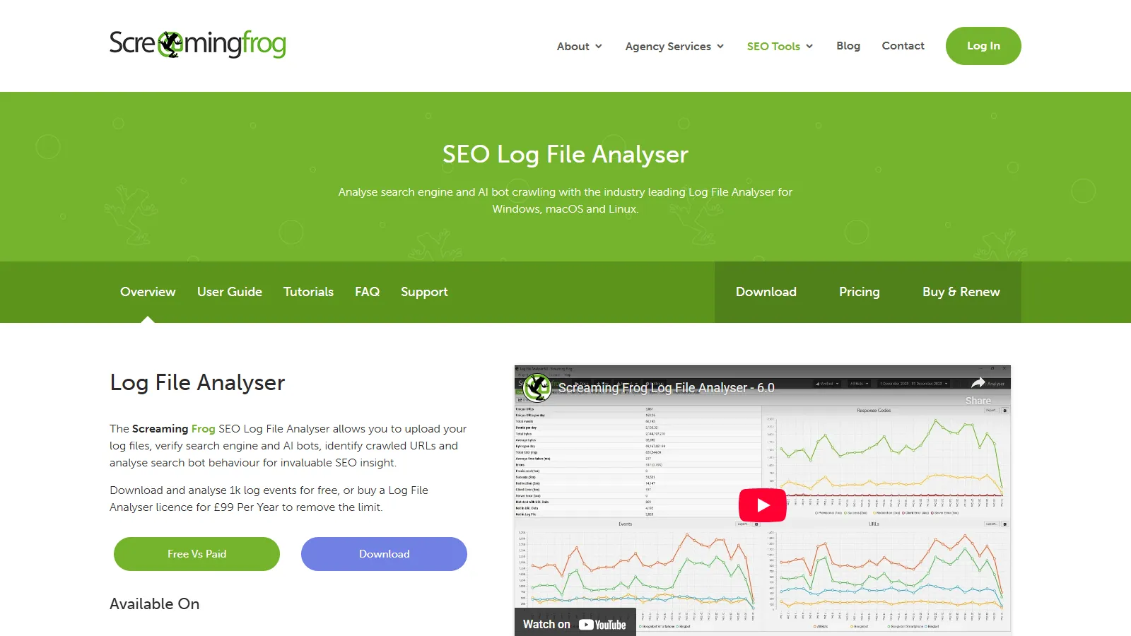 Screaming Frog Log Analyzer showing Googlebot crawl frequency