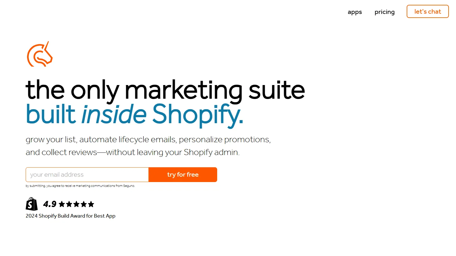 Seguno email marketing inside Shopify admin