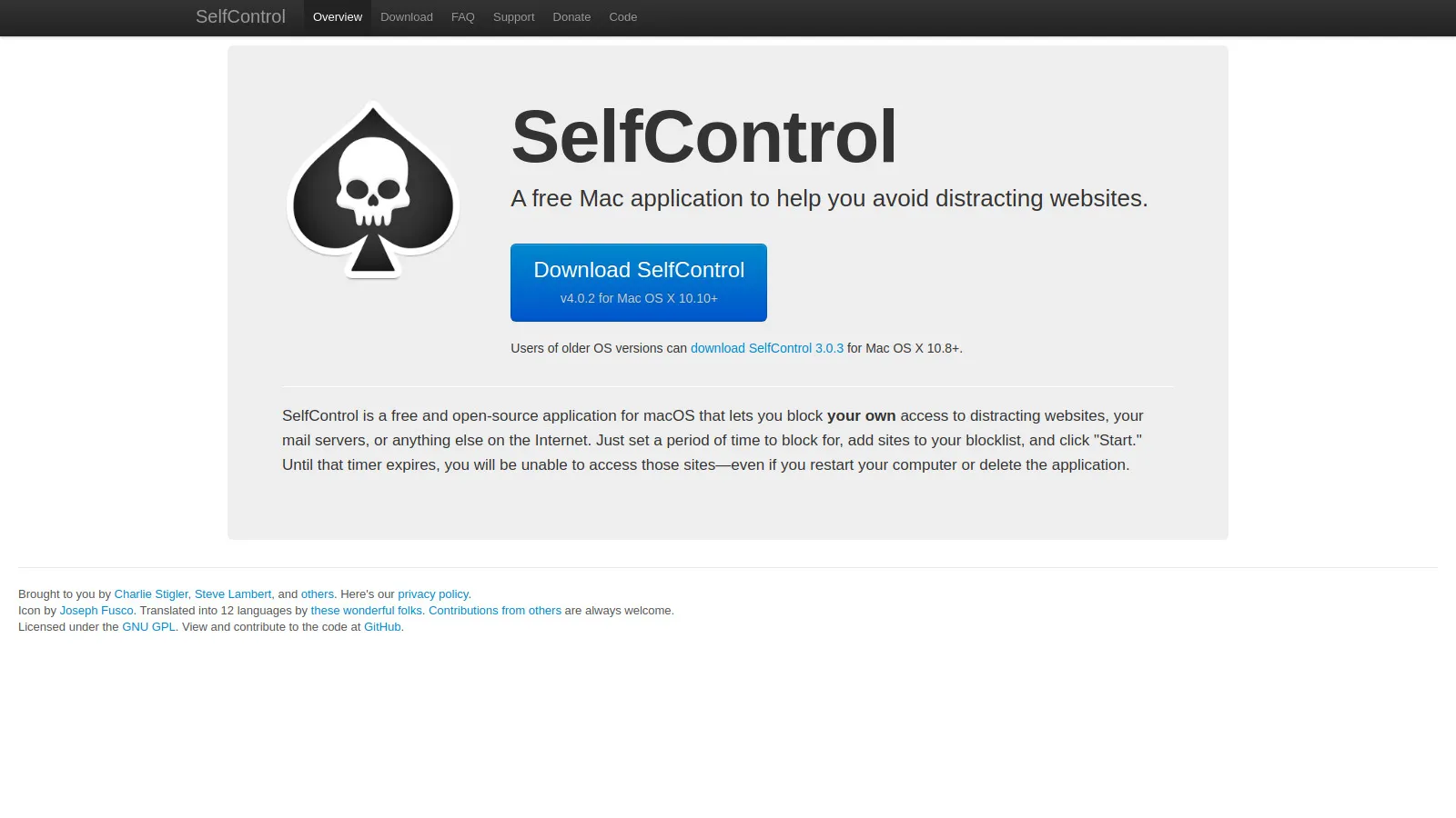 SelfControl Mac interface