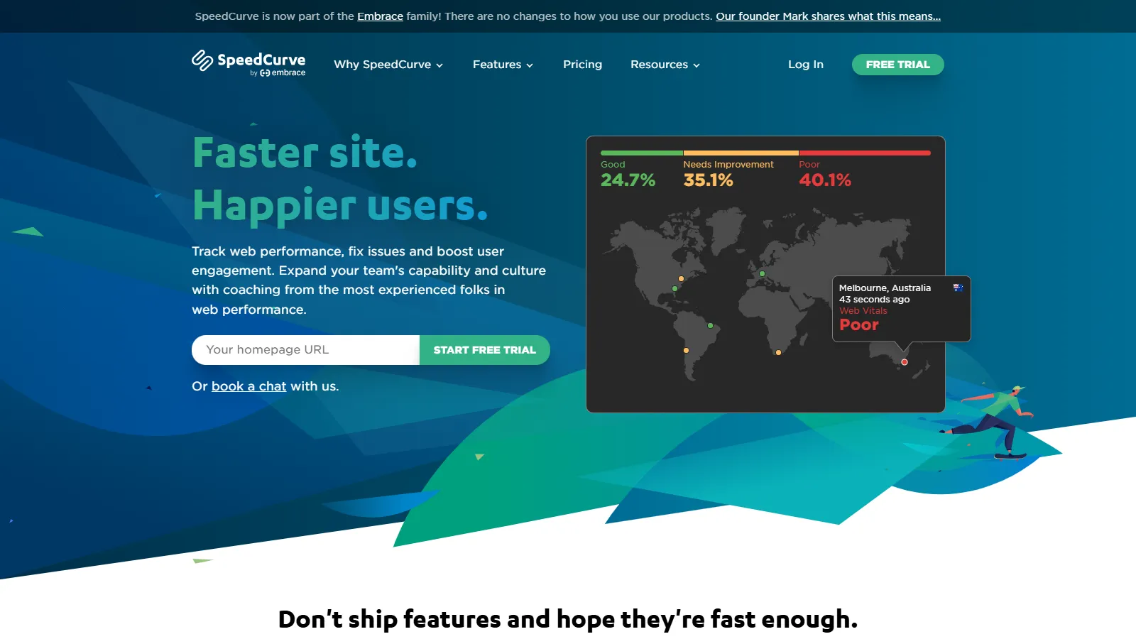 SpeedCurve dashboard showing performance trends and competitive comparison