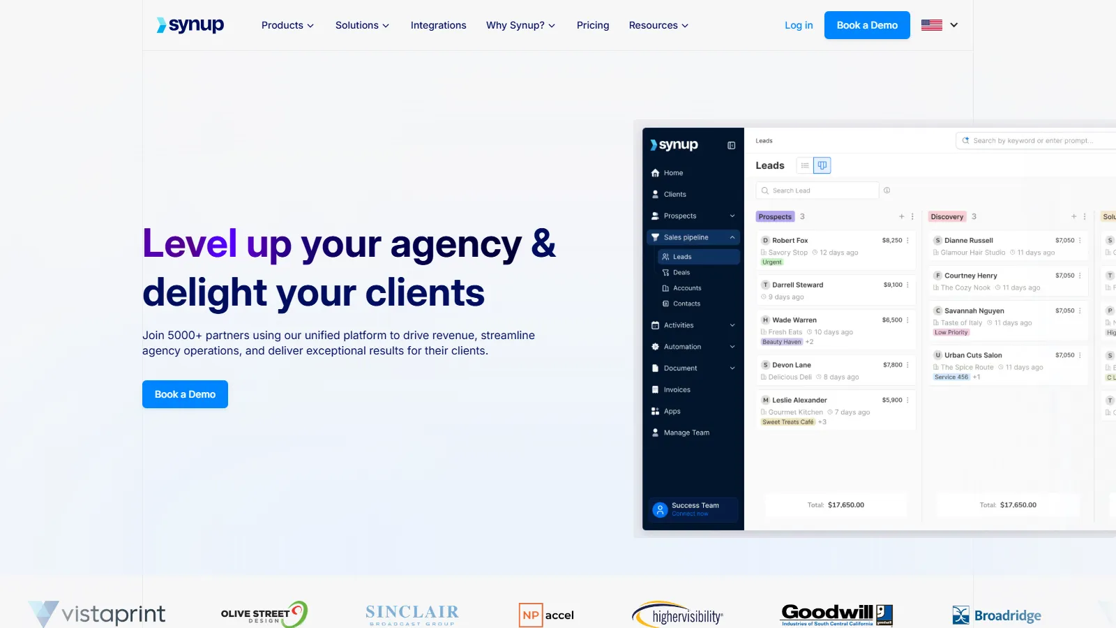 Synup enterprise dashboard managing 1,000+ locations with listings and reviews