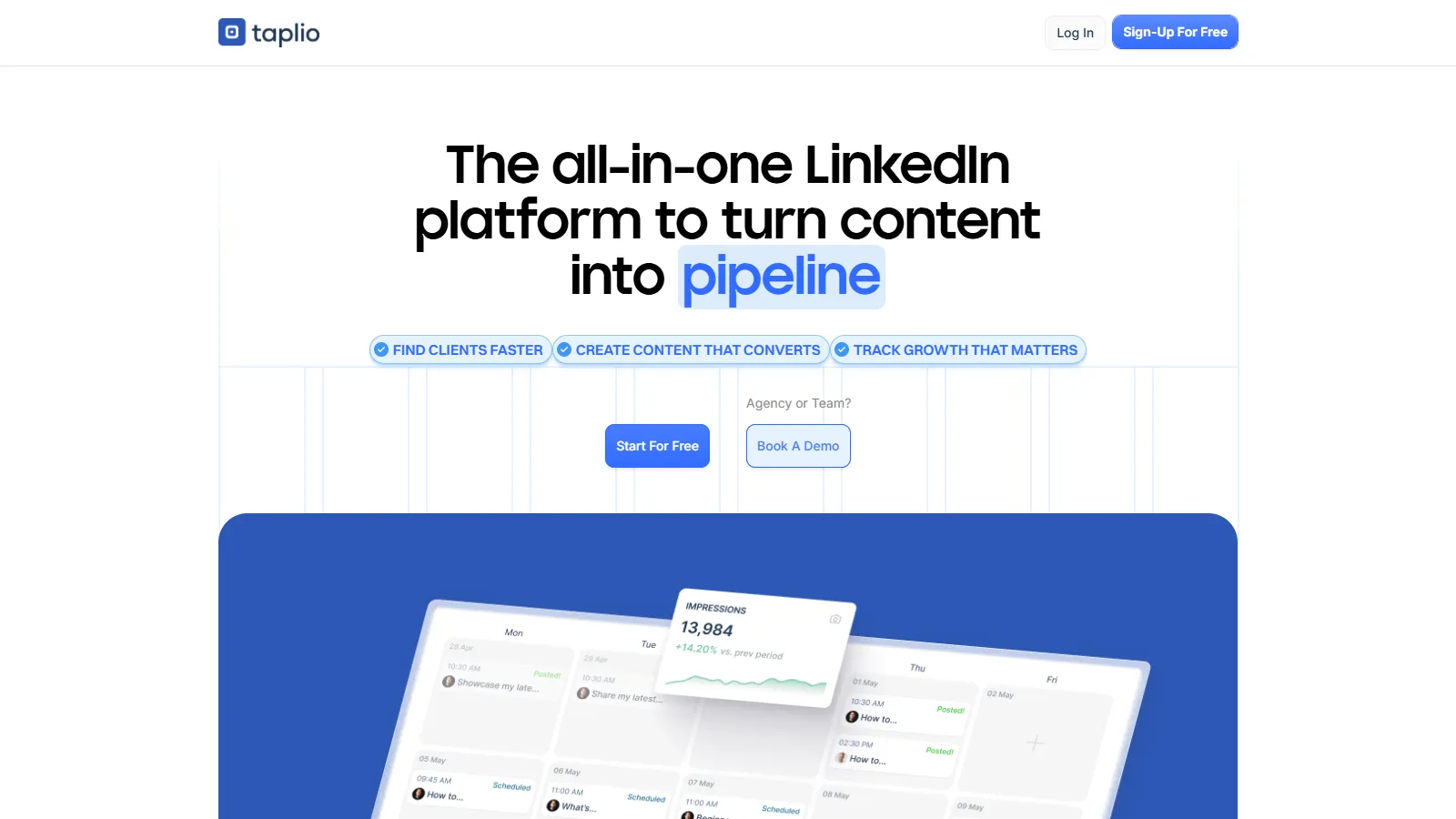 Taplio AI content creation and scheduling interface