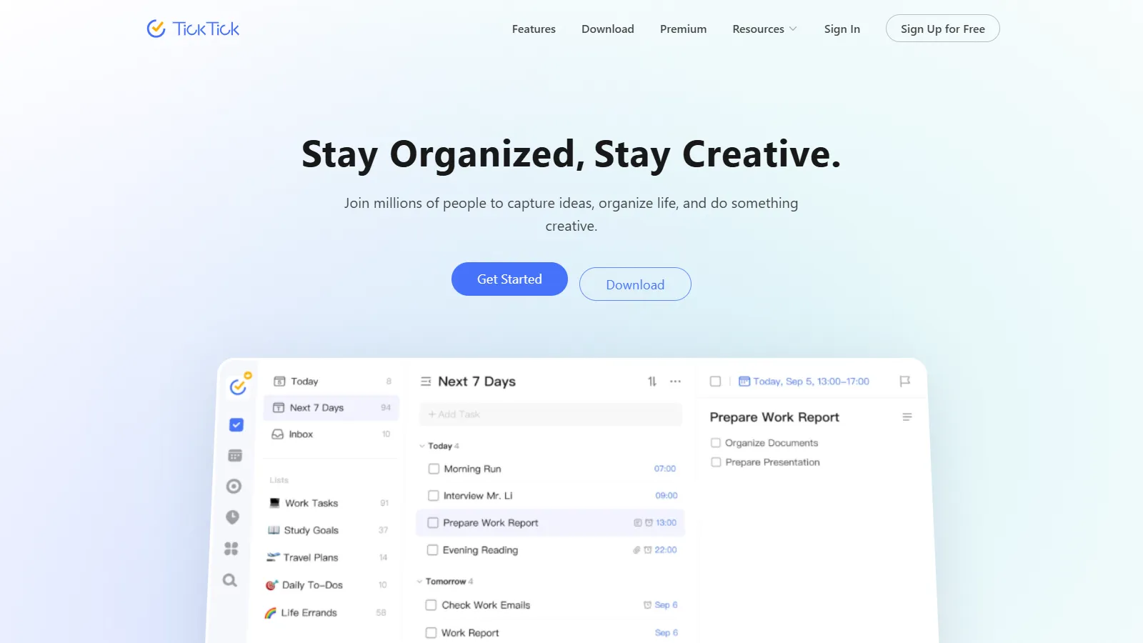 TickTick tasks with calendar and habits