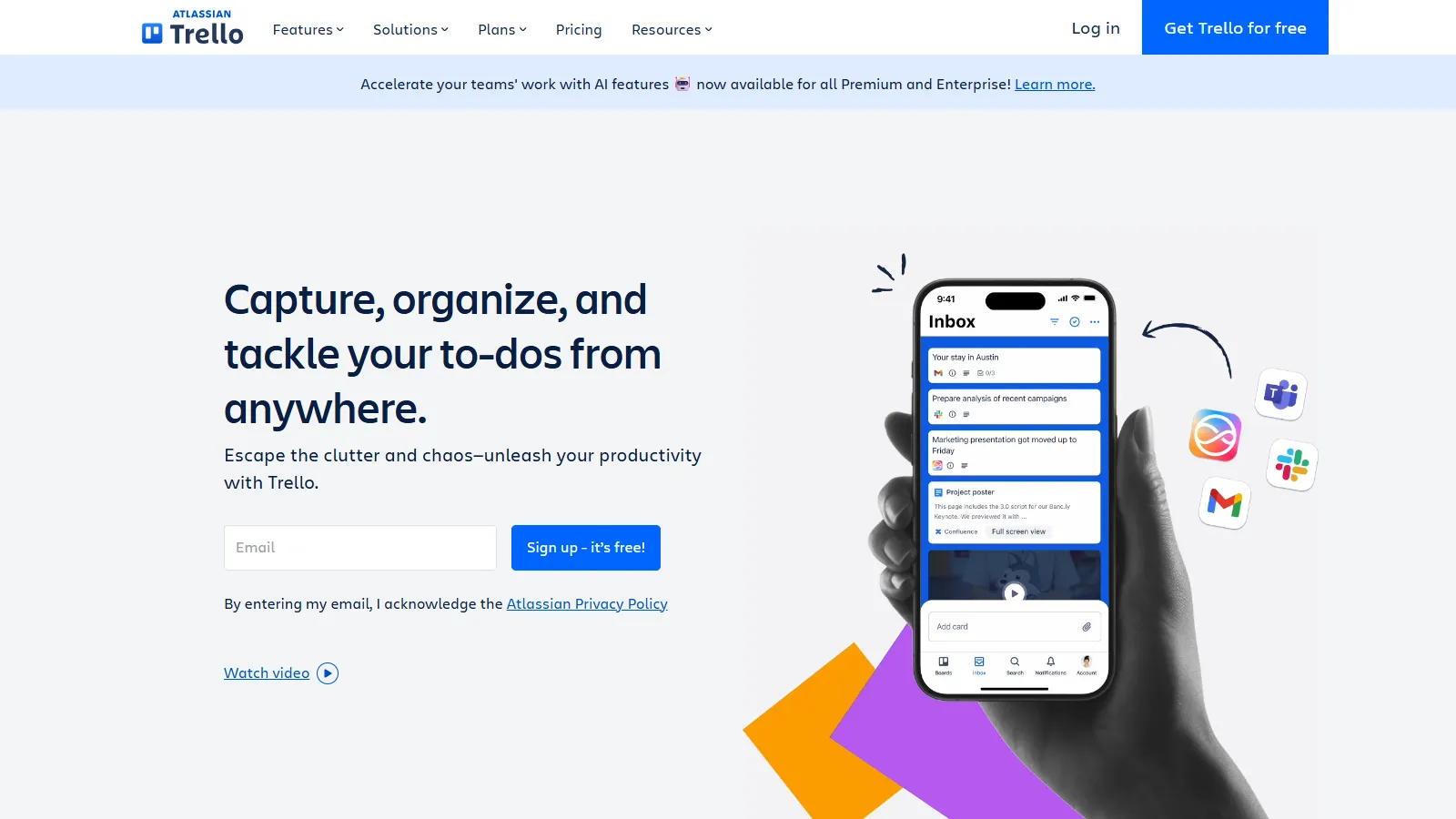 Trello kanban board with cards showing labels, due dates, and team member avatars