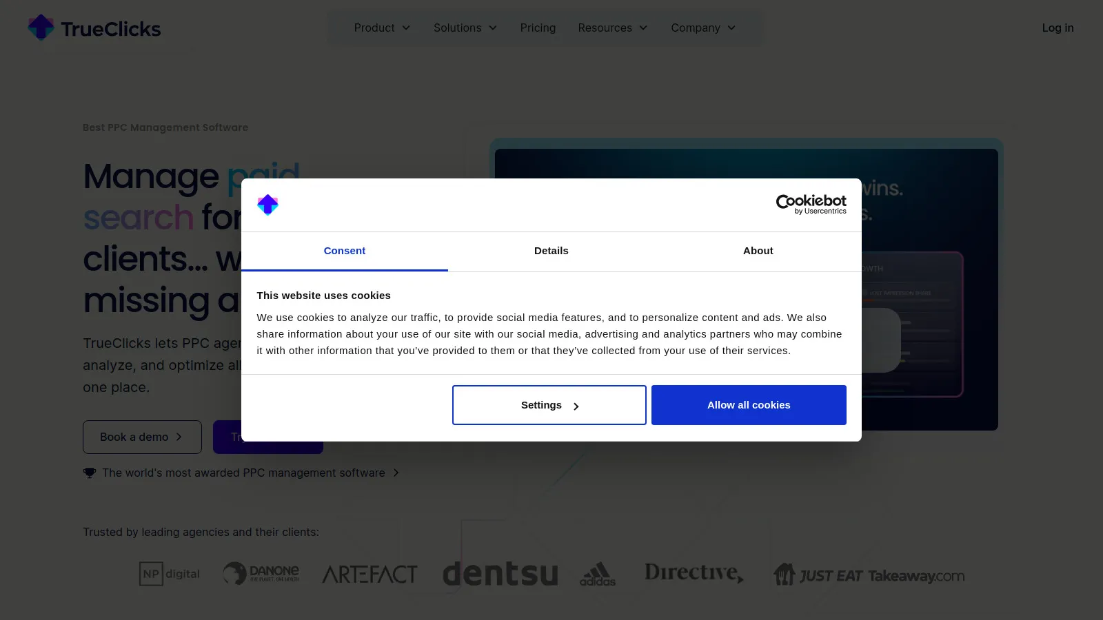 TrueClicks PPC auditing and monitoring dashboard