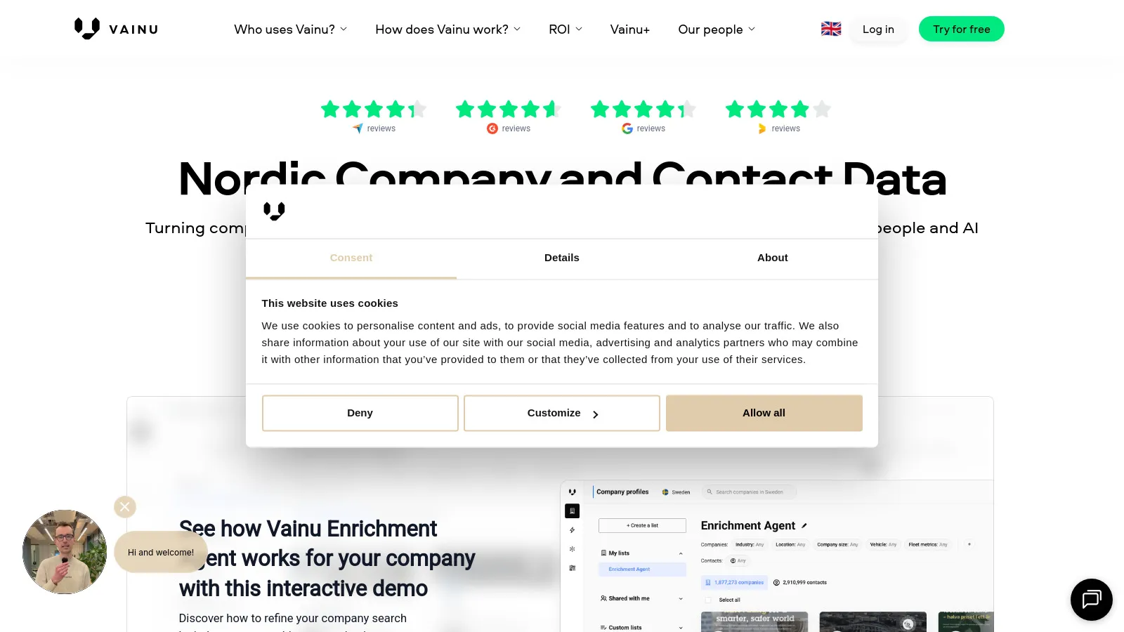 Vainu territory mapping with European company data