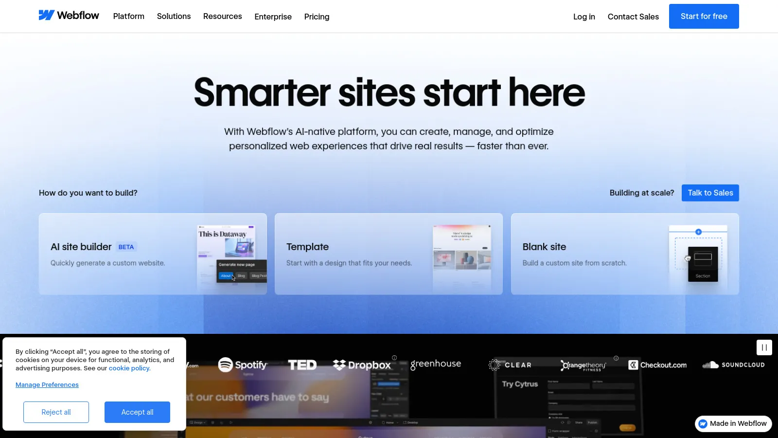 Webflow visual design builder