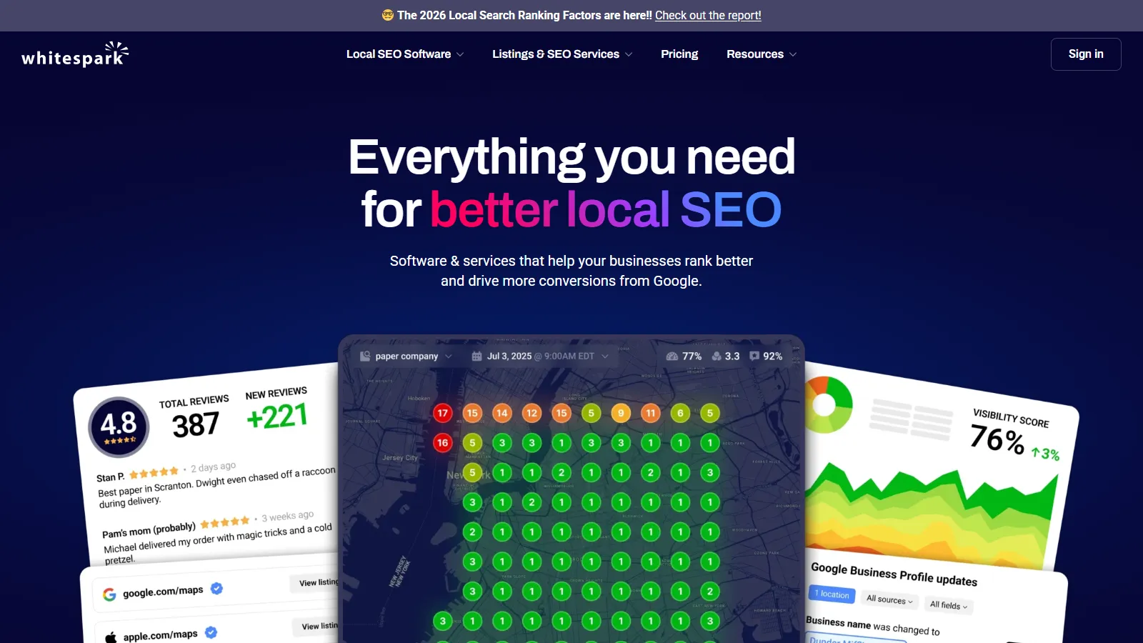 Whitespark local rank tracker with citation finder and reputation tools