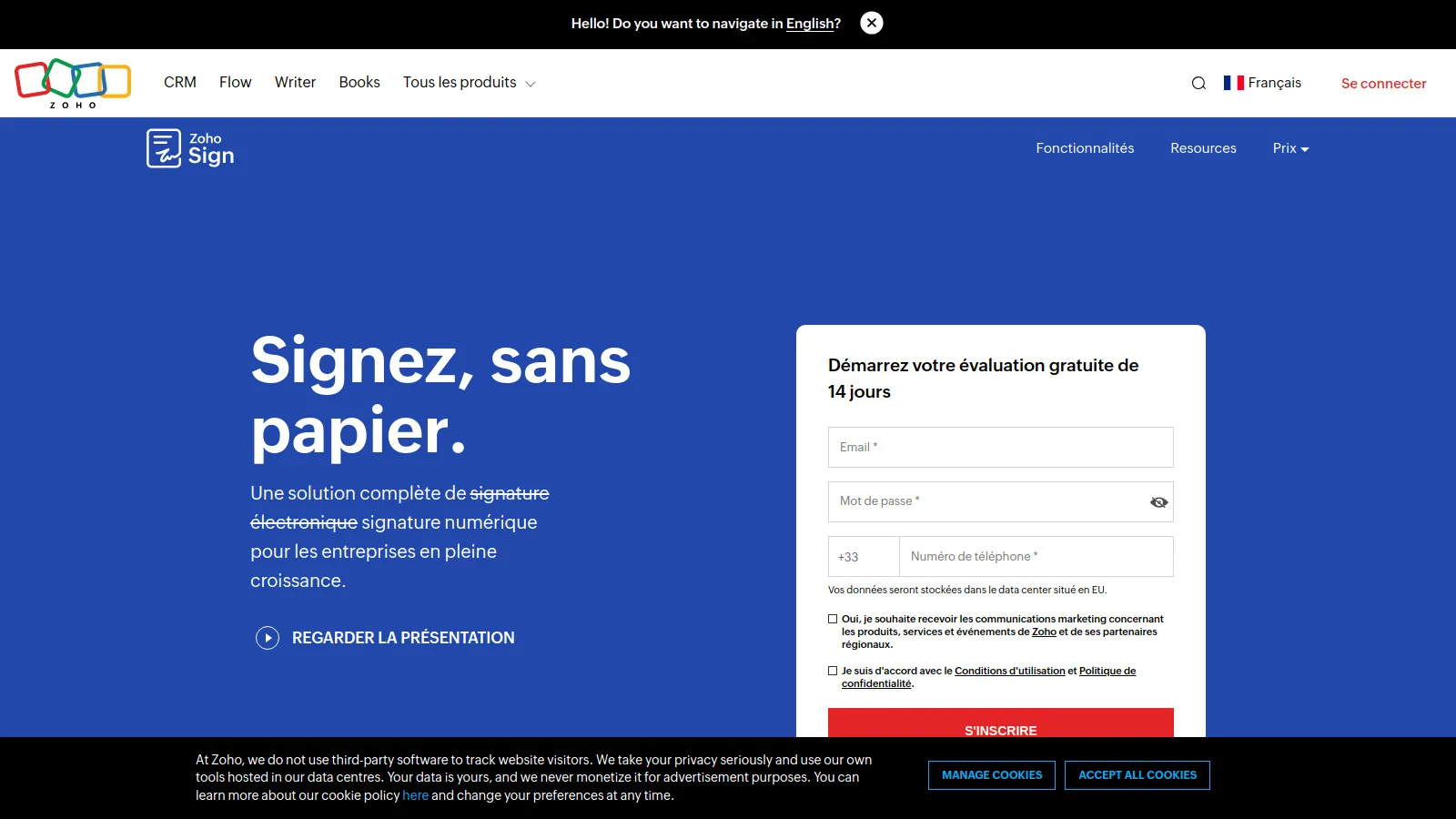 Zoho Sign with CRM integration