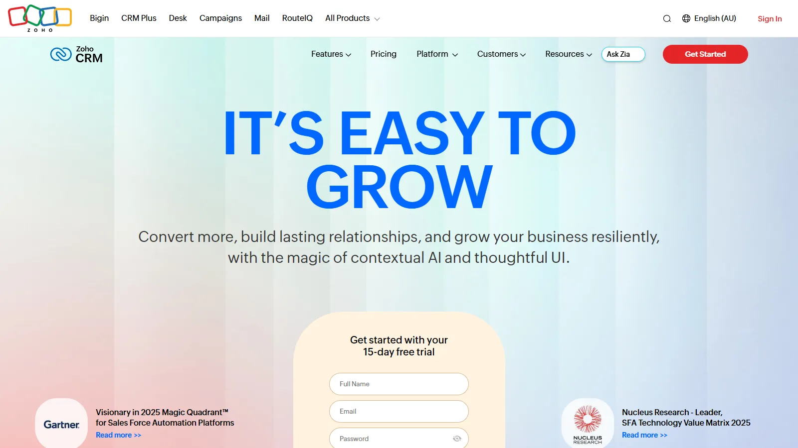 Zoho CRM Zia AI assistant